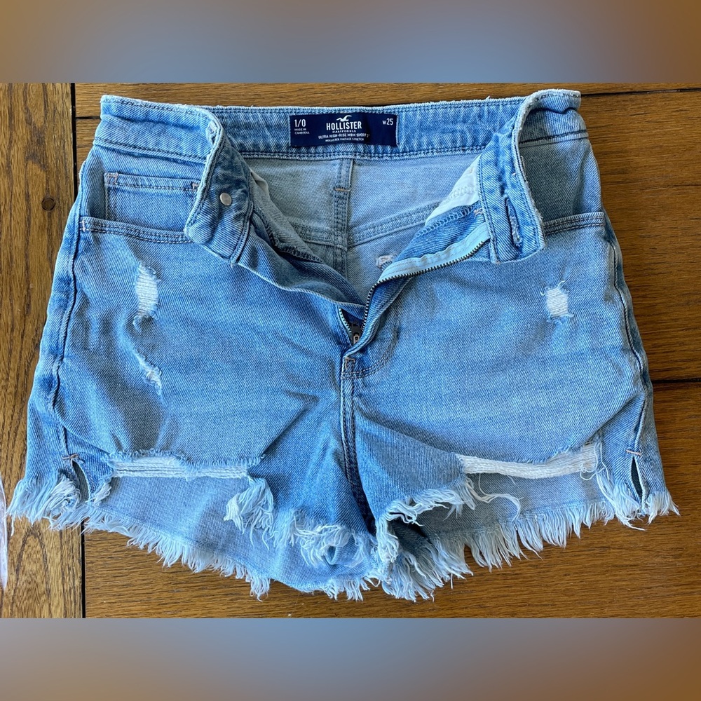 Hollister Blue Distressed Jean Shorts